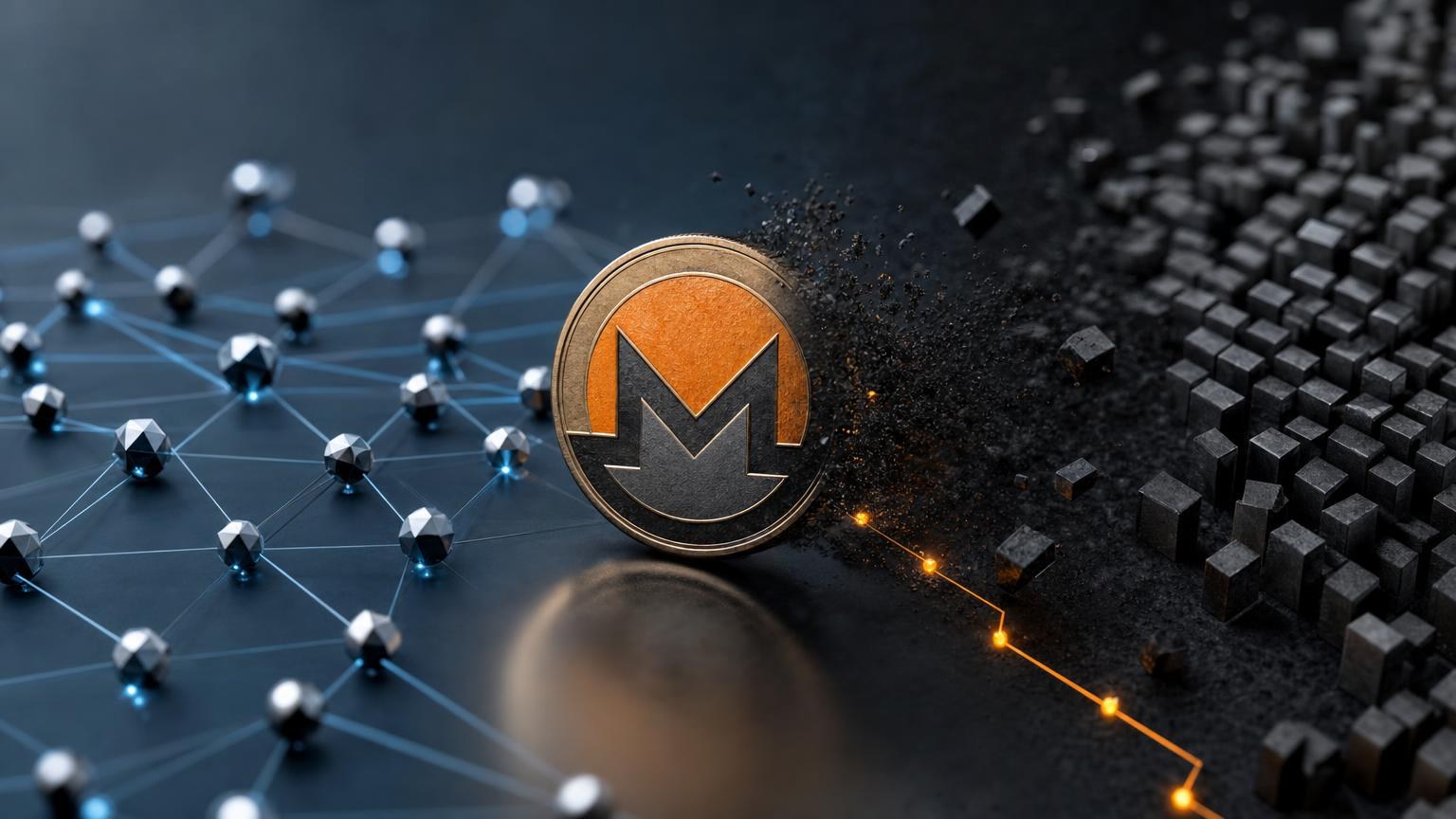 A secure XMR exchange workflow showing the boundary between Monero’s on-chain privacy, wallet metadata, and information visible to an exchange service